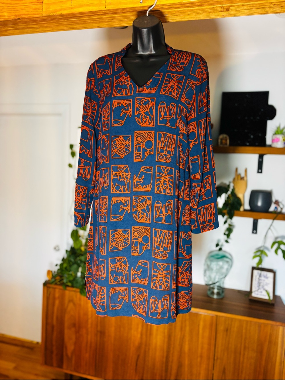 Nice Things Paloma S. Blue & Orange Zodiac Print Dress - Size 38 (US Small)